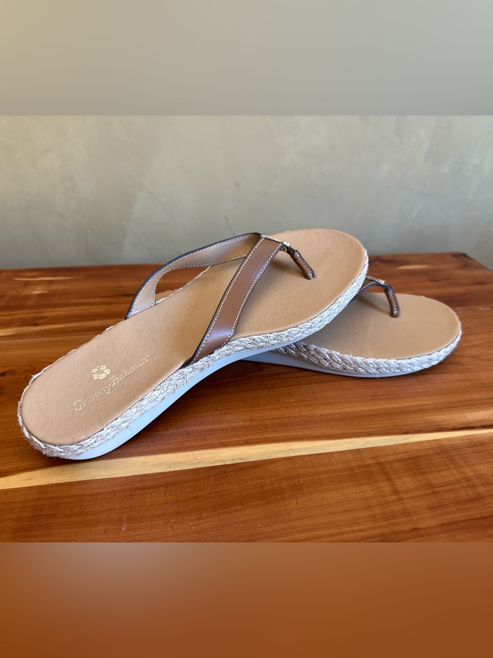 Tommy Bahama Tan Braided Espadrille Thong Sandals